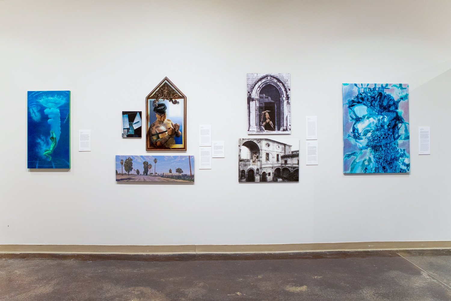and bear, gallery view with gatekeeper and facade installed in Resonantly Me, alongside other artists' works, Bakersfield Museum of Art, Bakersfield, CA, 2024