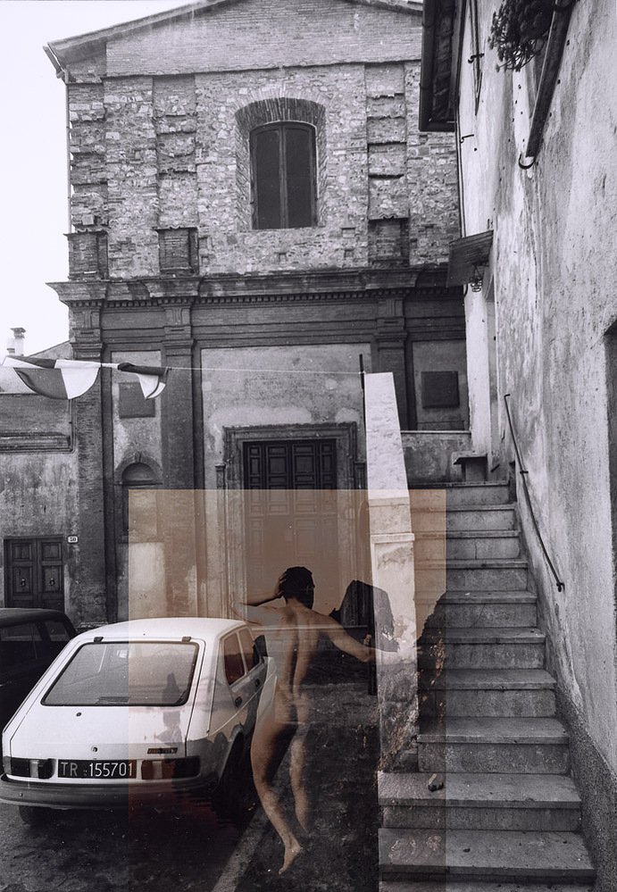 and bear, stairs, 2020 — pigment print by C Fodoreanu