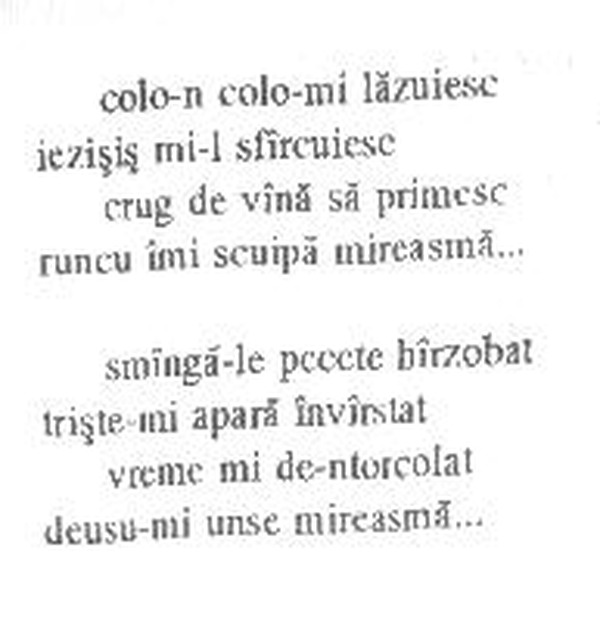 z&icirc;cere 14 from &icirc;ntru, scanned typewriter page