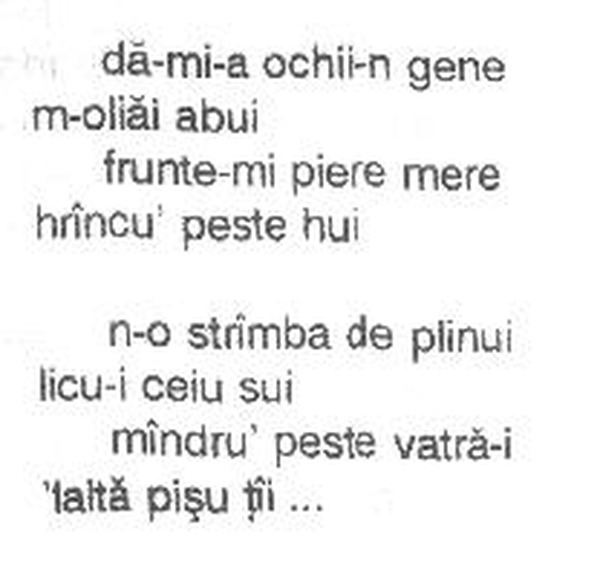 z&icirc;cere 28 from m&abreve;iu, scanned typewriter page